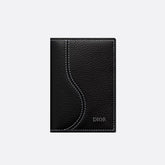 Dior Men's CD lcon Vertical Bifold Card Holder Passport Holder Casual Logo Solid Color Canvas Leather Saddle Passport Cover Wallet Purse Bags Bag 2ADCH169YKK-H00N #81355
