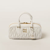 MiuMiu Arcadie matelassé Women's Solid Color Metal Engraved Logo Zipper Closure Leather Shoulder Bag Crossbody Tote Bags #77354