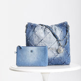 Chanel Women's Solid Colour Chain Shoulder Strap Denim Shoulder Tote Shopper Bags Bag #76858