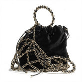 Chanel Mesh Clutch Bag With Gold Chain Handbag Black And Gold Accessories Fashionable And Exquisite Evening Bags #82237A