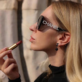 Chanel Women's Monogram Logo Hollow Out Decorative Acetate Irregular Sunglasses Glasses #98824