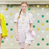 Chanel Women's Women's Spring And Summer Pink Plaid Woven Dress Fashionable Elegant Temperament Casual Single-breasted Shirt Dress Dresses Ngvp #1963