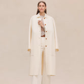 Hermes Women's Spring/Fall/Winter Reversible Solid-Color Collared Single-Breasted Tie-Front Cashmere Wrap Coat Straight-Cut Jacket #81737