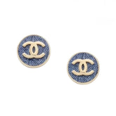 Chanel Buttons Earrings Metal Denim #393718