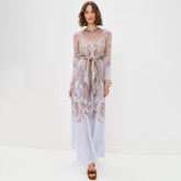 Zimmermann Women's Hypnotic Sheath Summer Round Neck Floral Print Zipper Long Sleeved Mid Waist Dresses #81569