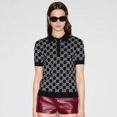 Gucci Women's Spring/Summer Solid Color Logo Jacquard Short Sleeve Polo Shirt T-Shirt #74892