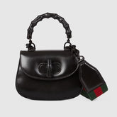 Gucci Bamboo 1947 Mini Bag Black Clutch With Classic Red And Green Strap Stylish Refined Trendy Crossbody Bags #81963A