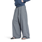 Balenciaga Men's Four Seasons Checked Cotton And Linen Blend Tracksuit Pants Elastic Waist Drawstring Solid Color Loose Casual Wide Leg Pants Ngvp #1947