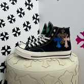 Chrome Hearts x Converse Men's And Women's Spring/fall Fashion Casual Round Toe Lace Up Flat High Top Canvas Sneakers Shoes #79323