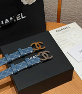 Chanel Leather Belt Calfskin Metal 25mm #393251