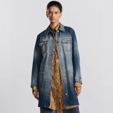 Dior Women's Spring/Fall Fashion Casual Midi Length Single Breasted Collar Print Belted Long-Sleeve Denim Skirt Dress #78947