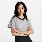Louis Vuitton MONOGRAM Women's Summer Fashion Casual Washed Pattern Round Neck Chain Short Sleeve T-Shirt #78384