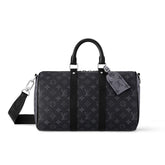 Louis Vuitton Keepall Bandouli¨¨re 35 Men's Black Removable Adjustable Shoulder Strap Zipper Closure Coated Canvas Quilted Cowhide Shoulder Crossbody Handbag Bag Bags #72648