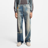 Louis Vuitton Men's Spring And Fall Blue Washed Bright Line Loose Long Jeans Pants #75247
