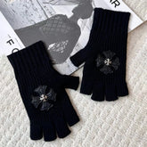 Chrome Hearts Winter Cross Patch Knitted Cashmere Gloves Open Finger Gloves #98175