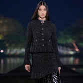 Chanel Women's Autumn/winter Black Shiny Tweed Single-breasted Jacket With Lace Collar Stylish Mini Skirt Suit Set Ngvp #2172