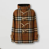 Burberry Men's And Women's Fall/winter Fashion Casual Checkered Hooded Single Breasted Short Coat With Horn Buttons Jacket #79427