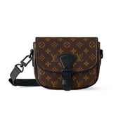 Louis Vuitton Montsouris Men's Brown Vintage Magnetic Buckle Closure Coated Canvas Quilted Cowhide Messenger Bag Shoulder Crossbody Bags #72542