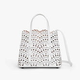 Alaia MINA 20 BAG IN VIENNE WAVE CALFSKIN Women's Solid Color Openwork Design Button Closure Wave Calfskin Shoulder Bag Handbag Bags #77381