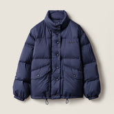 MiuMiu Women's Logo-Print Stand Collar Goose Down Jacket Autumn/Winter Solid Color Long Sleeve Jacket #81741