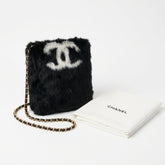 Chanel Autumn/winter Plush Chain Crossbody Bag With Double C Logo Stylish And Trendy Exquisite Handbag In Black And White #192905