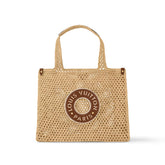 Louis Vuitton ONTHEGO Women's Solid Color Letter Logo Leather Patch Natural Raffia Shopper Handbag Tote Bag Bags #75397