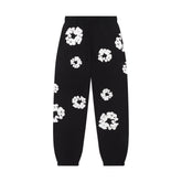Denim Tears Men's And Women's Spring/fall Fashion Trend Solid Color Elastic Waist Tie Up Cotton Flower Foam Print American High Street Chic Brand Cuffed Sweatpants Long Pants #79536