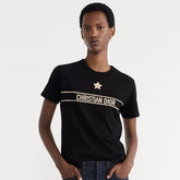 Dior Embroidered T-shirt Black and Gold Tone Cotton Jersey #334725