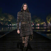 Chanel Women's Spring/Fall Vintage Tweed Stand Collar Single-Breasted Casual Short-Sleeve Jacket High-Street Skirt Ngvp #2343
