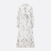 Dior Millefiori Pattern With Belt Women's Spring Summer Fashion Elegant Long Long Sleeve Dress Slim Printed Gown Dresses Ngvp #1899