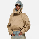 Acne Studios Women's Spring/Fall Fashion Casual Love You Solid Color High-Neck Double-Breasted Twill Trench Coat Short Jacket #78969