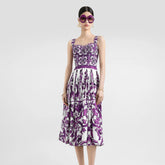 Dolce&Gabbana Women's Majolica Print Strapless Halter Summer Sleeveless Mid-Length Poplin Dresses Ngvp #2316