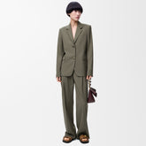 Loewe Women's Spring/Fall Fashion Classic Business Premium Solid Color V-Neck Single Button Long Sleeve Blazer Fashion Classic Solid Color Elastic Waistband Business Premium Suit Pants Pants Suit Set #78992
