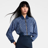 Louis Vuitton Monogram Denim Short Aviator Jacket Women's Luxury Fashion Elegant Short Zipper Denim Jacket #81449