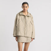 Dior Women's Logo Printed Waist Button Spring And Autumn Casual Solid Color Loose Cropped Hooded Jacket Jacquard Short Skirt Casual Skort #81177