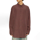 Balenciaga Men's Fall And Winter Show Models Y2k Vintage Dark Burgundy Plaid Shirt Loose Silhouette Lycra Fiber Single-breasted Lapel Shirt Jacket Ngvp #2471