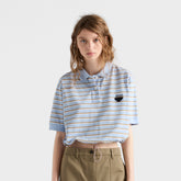 Prada Women's Summer Fashion Casual Short Sleeve Striped Polo Shirt With Collar And Drawstring Polo Shirt T-shirt #78155