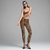 Dolce&Gabbana Women's Summer Leopard Print Adjustable Shoulder Strap Bra Slim High Waist Casual Pants Set Suit #75621
