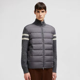 Moncler Men's Autumn And Winter Solid Colour Stand-up Collar Zip-up Striped Wool Patchwork Puffer Down Jacket #77833