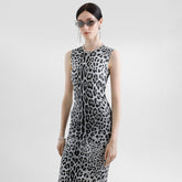 Dolce&Gabbana Women's Spring And Summer Leopard Print Mid-length Straight Dress Sleeveless Round Neck Temperament Elegant Long Dresses Ngvp #9864