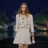 Chanel Women's Spring/Fall High-Street Wool & Linen Tweed Solid-Color Crew Neck Long-Sleeve Knit Jacket Ngvp #2357