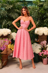 ARIA Pink Floral Midi Dress