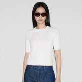 Gucci Women's Summer Solid Color Jacquard Round Neck Short Sleeve Knitted Sweater T-shirt #77163