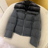 Brunello Cucinelli Women's Fall/Winter Fashion Mink Cashmere Knit Down Jacket Solid Color Zipper Collar Long Sleeve Coat Ngvp #2527