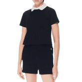 Chanel Women's Spring And Summer Pleated Short Sleeved Color Blocked Lapel Cotton Pullover T-Shirt Top Shirt Ngvp #2593