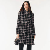 Chanel Women's Fall/Winter Checkered Stand Collar Wool Blend Button-Up Multi-Color Long Coat Jacket Ngvp #2559