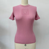 Chanel Women's Summer Fashion Casual Crew Neck Pullover Combed Cotton Yarn Solid Color Knit Short Sleeve T-Shirt #78781