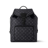 Louis Vuitton Men's Black Throughout Old Flower Full Print Drawstring Magnetic Closure Coated Canvas with Leather Shoulder Backpack Bag Bags #72733