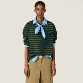 MiuMiu Women's Logo Stripe Long Sleeve Summer Cotton Solid Color Jersey T-shirt #76116