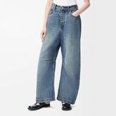 Loewe Women's Spring and Autumn Logo Print Pocket Zipper Loose Solid Color Jeans Pants #75774